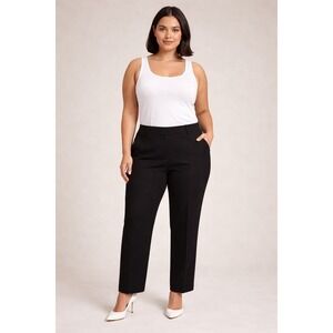 HM Black Straight Leg Dress Pants Plus Size‎ 14 Stretch Professional Trousers